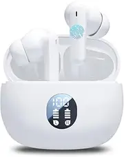 Wireless Earbuds, Bluetooth 5.46 Headphones with HiFi Stereo Sound, 48H Playtime with LED Power Display Charging Case, IP6 Waterproof in-Ear Earphone with Mic for Sport Running (White)