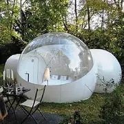 Inflatable Clear House Bubble Tent, Commercial Grade Outdoor Clear Dome Camping Cabin Bubble Tent with Air Blower, 13FT Dia Bubble 6.5FT Tunnel for Family Camping,Backyard Party,Stargazing