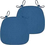 LISENCHY 2 Pack Memory Foam Chair Cushion with Ties - Non-Slip Dining Chair Pad, Comfortable Kitchen and Dining Room Seat Cushion with Machine Washable Cover (Prussia Blue)