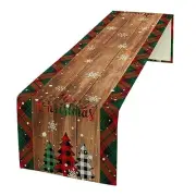 Christmas Tree Table Runner, Green Red Buffalo Plaid W13"x L36" Christmas-1