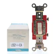 Leviton 5521-I Ivory On/Off Single Pole 20A Industrial Toggle Wall Light Switch