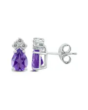 14K 1.70 ct. tw. Diamond & Amethyst Earrings NoSize NoColor