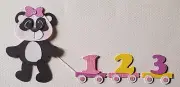 Baby Panda Bears Girl 123 Train. Scrapbook, Card making Paper Piecing