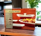5 Pc CorningWare Etch Brick Red Stoneware Casserole Dishes 3 qt 2.5 qt Lid 27 oz