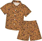 [Caihoyu] Kids Hawaiian Button Down T Shirt Shorts Set Toddler Kids Baby Boys Infant Little Boy Gift