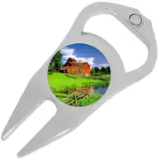 Barn Field Golf Ball Marker Divot Repair Tool Bottle Opener