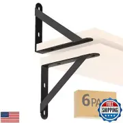 6x4.5 Shelf Brackets 6-Pack, Shelf Support Shelf Holder Steel Wall Mount Heav