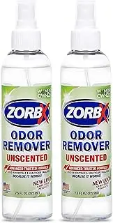 ZORBX Unscented Odor Eliminator for Strong Odor - Used in Hospitals & Healthcare Facilities | Advanced Formula, Fast-Acting Odor Remover Spray for Dog, Cat, House & Carpet - 7.5 Fl Oz (Pack of 2)