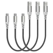 Short USB C Cable 30cm(1ft) - 3 Pack Fasgear Fast Charging USB A to Type C Cord Nylon Braided