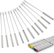 Stainless Steel Fondue Forks, Fondue Accessories, Chocolate Dipping Forks for Cheese Fondue, Dessert, Party, Home Kitchen & Restaurant Use - Durable & Elegant Fondue Sticks Fondu Fork Set (12PCS)