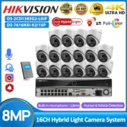 Hikvision 16CH POE 4K CCTV System 8MP Hybrid Light Camera ColorVu+IR Camera Kit