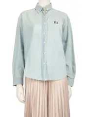 Blue Denim Logo Embroidered Shirt