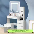Glamz Delxue LED Mirror Dressing Table and Stool Beauty Set | Makeup Desk Stool