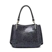 Crocodile Texture PU Leather Single Shoulder Bag Ladies Handbag Messenger Bag (Black)