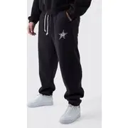 Mens Black Plus Relaxed M Print Rope Drawcord Joggers
