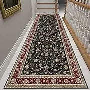 Hallway Runner Rug with Non-Slip Backing, Kitchen and Living Room Floor Mat, Retro Design,Door/Entrances/Office,0.6m x 1.5m