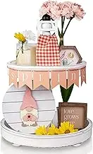 Beautiful Tiered Tray Decor Set for Fall - Interchangeable All Season Decorations Bundle Incl. Christmas Spring & More - Modern Farmhouse Centerpiece for Home & Kitchen Decor