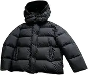 [Haitpant] Women Short Bread Down Winter Warm Solid Jacket Hooded Lightweight Loose Puffer Feather Parkas