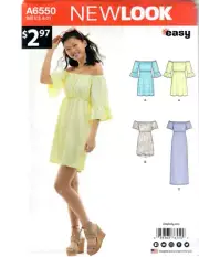 New Look A6550 Sewing Pattern Misses Easy Dresses 3 Styles 8-10-12-14-16-18-20