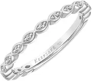 Diamond Stackable Ring, Anniversary Band or Wedding Band with Marquise Design in 925 Sterling Silver or 18k Yellow Gold Vermeil (I-J, I3), by Keepsake