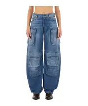 MSGM Pre-Washed Denim Cargo Jeans IT38 BLUE
