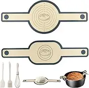 2-Pack Silicone Baking Mats (Oval + Round) & 3 Tools Set - Non-Stick Bread Sling, Whisk, Brush, Scraper for Dutch Oven, BPA-Free Heat-Resistant