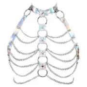 Punk Body Chain Bra Necklace Goth Bra Chain Chest Bracket Bras for Body Harness