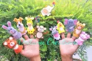 Animal Puppets Plush Hand Stuffed Folkman Lot Cow Finger Fun Kid Toy Set 10 Pcs