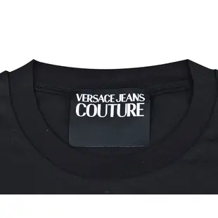 VERSACE JEANS COUTURE白字LOGO草寫字母印花純棉短袖T恤(男款/黑)