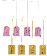 TOPPERFUN 8 Sets Handmade Traditional Japanese Omamori Amulet Charms for Luck Health and Protection Blessing Bag for Backpacks Keys Cars and More Meticulously Crafted with Brocade