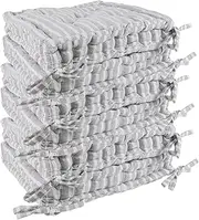 Nicola Spring Grey Stripe Seat Cushions - Pack of 6 - French Mattress Dining Chair Cushions Seat Pads Indoor Kitchen Outdoor Garden Patio Chair Pad Dining Bolster Pillow