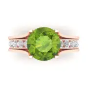 2.89 Round Cut Natural Peridot Promise Bridal Band set Sliding 14k Rose Gold