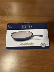 BEL-FER Premium Cookware Blue Andalusian 10.5” Cast Iron Skillet Frying Pan