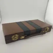 Vintage Travel Game Case Magnetic Chess Checkers Cribbage Backgammon Domino