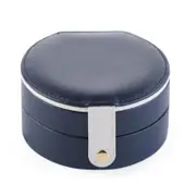 Portable Small Jewelry Case Travel Accessory Storage Box Jewelry Organizer with Mirror for Women-Blue White
