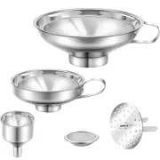 Shappy 5 Pieces Stainless Steel Funnels Set Canning Fine Mesh Strainer Filter