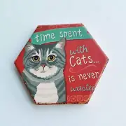 Red Cherished Moments Cat Ceramic Coaster