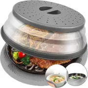 2 in 1 Microwave Food Cover and Mat Vented Collapsible Splatter Proof Cover Tray