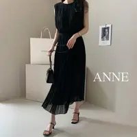 在飛比找蝦皮商城優惠-ANNE｜氣質壓褶雪紡洋裝 無袖洋裝【AD102144】氣質