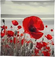 YKLBV Red Poppy Flower Rectangle Tablecloth Flax Tablecloths Waterproof Wrinkle for Dining, Farmhouse, Outdoor Picnic, Camping 55"x55"