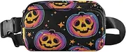 [Amooorous] Seamless Pattern Cool Multicolored Happy Halloween Pumpkins Stylish Crossbody Bag Waist Packs for Men Women Mini Running Belt Bag Waist Pack with Adjustable Strap for Travel Gym Work, Seamless Pattern