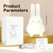 Bunny Night Light Touch Control Kawaii Lamp Nightlight with Bunny Phone Stand