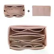 New Women Make Up Organizer Felt Insert Bag For Handbag Travel Inner Purse Portable Cosmetic Bags Fit Various Brand Bags Beige 34X18X17CM