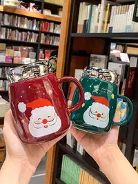 在飛比找樂天市場購物網優惠-圣誕款禮物高顏值馬克杯高級精致鏡面帶蓋陶瓷杯子男士家用咖啡杯
