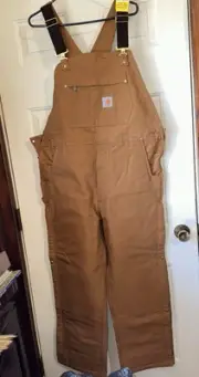 Carhartt Overalls Coveralls Firm Duck Insulated Bib Loose Fit Men's L Brown NWT