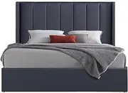 Bedframe MDF Gas Lift Storage Space Leather Upholstery Knock-Down Slats Middle Support Leg in Queen Size