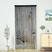 Doorway String Curtain Door Curtains,Boho Hippie Hanging Patio Tassels Screen Room Decor Bedroom Wall Window Closet Kitchen Living Room Fringe Divider Panel Laundry Room(39×79in/100×200cm, Black)