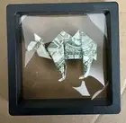 Dollar Origami - Camel folded with REAL Money in a 3D display case
