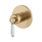 Fienza Eleanor Modern Vintage Urban Brass Solid Brass With Ceramic Handle Round Wall Mixer