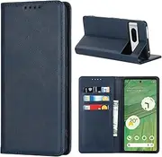 Cavor for Google Pixel 7 Case, Pixel7 Cowhide Pattern PU Leather Cases Flip Magnetic Kickstand Book Wallet Cover Phone Case with Card Slots(6.3") -Navy Blue